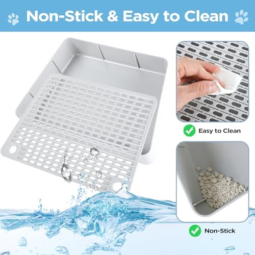 Adjustable Litter Box Step, Cat Litter Box Ramp/Catcher with Wooden Feet