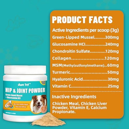 Just Try Green-Lipped Mussels Hip & Joint Powder for Dogs