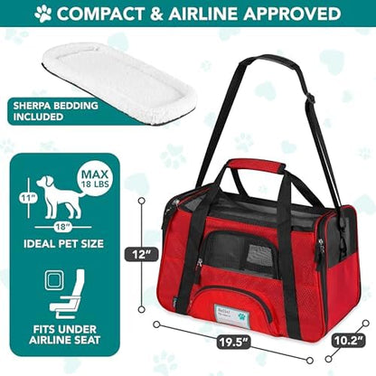 PetAmi Airline Approved Pet Carrier for Cats & Small Dogs, Large, Red