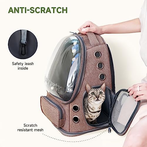Cawypety Cat Backpack Carrier Large Space Bubble Backpack up to 12lbs Khaki