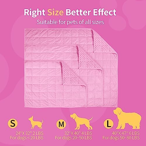 LaSyL Weighted Blanket for Pets | Thunder Blanket for Dogs Anxiety | Premium Soft Minky | Relaxation & Calming & Anti Anxiety | Used in Car, Bed, Couch | Pink, Washable Medium (32"x40")