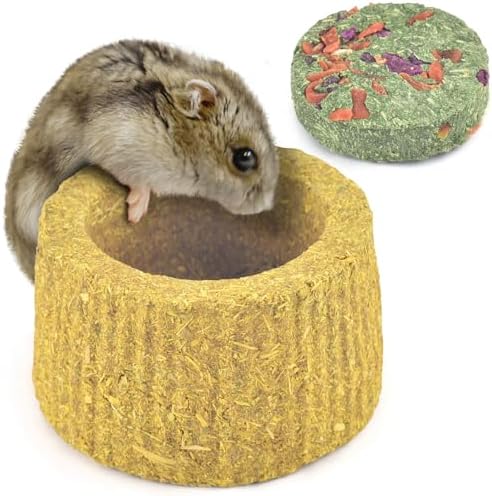 ERKOON 100% Edible Premium Timothy Hay Chew A Bowl for Rabbits, Chinchilla Treats, Chew Toys for Teeth Guinea Pigs and Mice (Pumpkin)