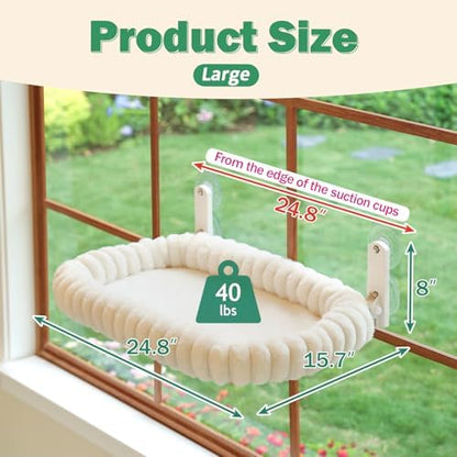 Zakkart SnugCloud Foldable Cat Window Perch (Cream White, L)