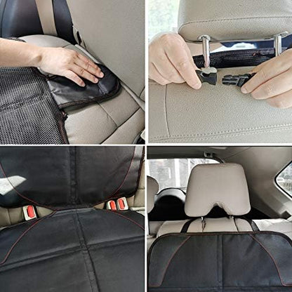 MORROLS Car Seat Protector for Child, Baby, Pets -1 Pack car seat Cover with Thick Padding- Waterproof Universal Size with Mesh Pockets (Black)