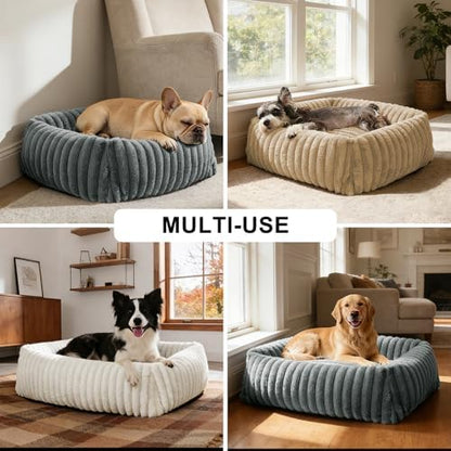 FURTIME Dog Bed for Small Medium Dog, Washable Orthopedic Pet Bed with Removable Cover, Rectangle Soft Calming Sleeping Puppy Bed Durable Pet Cuddler with Anti-Slip Bottom