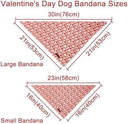 Valentine’s Dog Bandana, UP URARA PUP Valentine Triangle Bid Scarf for Girl Boy Small Medium Dogs or Cats, Adorable Puppy Wedding & Valentine’s Bandana, Cute Soft Cotton Pet Kerchief, L