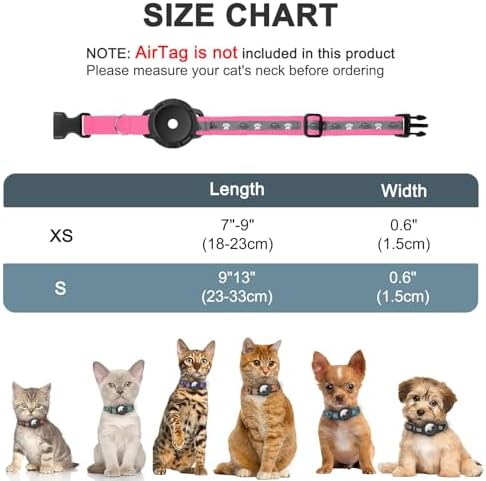 Reflective AirTag Cat Collar, Integrated Cat Collar with Air Tag Holder