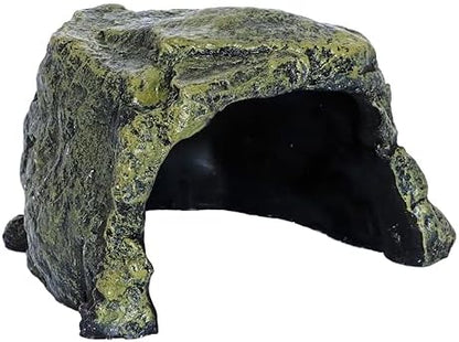 Rock Hide Cave for Reptiles, Amphibians Rock Den - Terrarium & Aquarium Decor, Great for Bearded Dragons,Lizards,Snakes,Turtles,Geckos,Frogs,Small Animals - Large Size