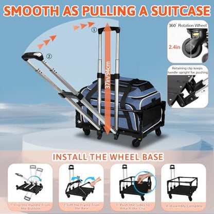 Petskd Top & Side Expandable Small Pet Carrier with Wheels Airline Approved