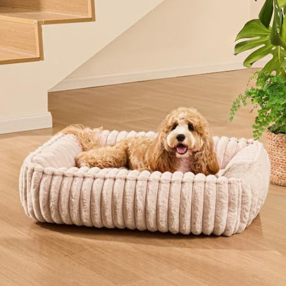 Orthopedic Large Dog Bed Calming Pet Sofa Bed 36''x28'' Khaki
