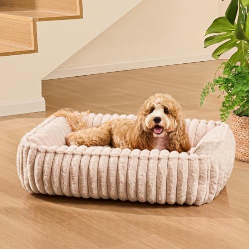 Small Dog Bed Calming Cat Bed for Indoor Cats 20’’x16’’ Khaki