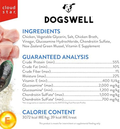 DOGSWELL Hip & Joint High Protein Jerky Dog Treats, Chicken Breast, 12 oz.
