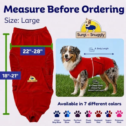 Surgi Snuggly Dog Surgery Recovery Suit, Cone Alternative, Spay/Neuter L