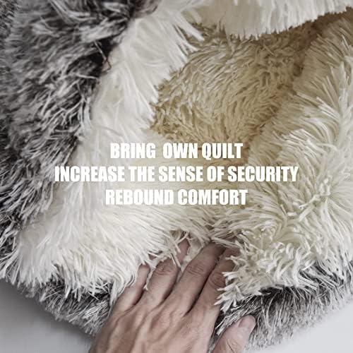ShinHye Cat Bed Round Plush Fluffy Hooded Cat Bed Cave, Cozy for Indoor Cats or Small Dog beds, Soothing Pet Beds Doughnut Calm Anti-nxiety Dog Bed - Waterproof Bottom Washable (20×20inch, Grey)