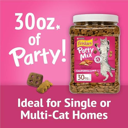 Friskies Purina Party Mix California Crunch Cat Treats, 30 oz Canister