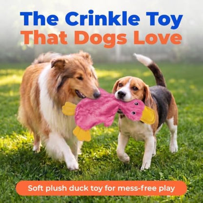 Best Pet Supplies Interactive Squeaky Dog Toy - Crinkle Duck, Pink