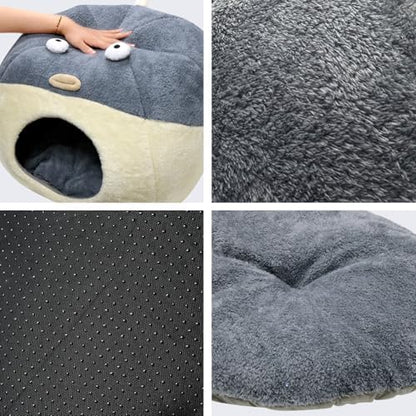 Cat Beds for Indoor Cats-19.7''Cute Pufferfish Larger Cat Cave Bed,Grey XL