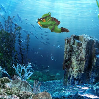 onesimcr Floating Fish Tank Decorations, Aquarium Decorations, Lovely Diver Fish Tank Decorations, Floating Device Fish Tank Accessories，Suitable for All Kinds of Fish Tanks(Dark Green)…