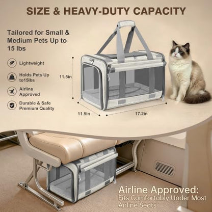 Soft Sided Cat Carrier for Anxious Pets with Privacy Roller Blinds