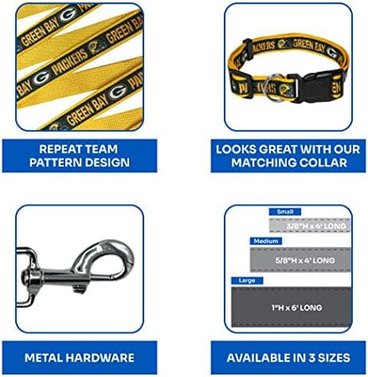 NFL PET Green Bay Packers Dog Leash, Medium Football Team Leash for Dogs & Cats - Shiny & Colorful, Licensed by The NFL