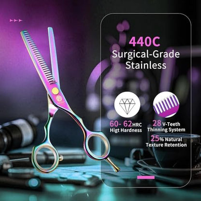 Purple Dragon 5.5 inch Hair Cutting Scissors Set with Razor