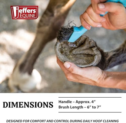 Jeffers 2 in 1 Horse Hoof Pick & Brush Combination Tool, 4" handle - Blue