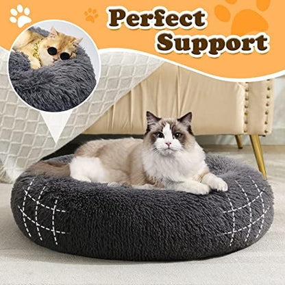 JOLLYVOGUE Dog Bed, Calming Anti-Anxiety Large Dog Bed, Fluffy Donut Cushion for Medium and Large Pets (31")