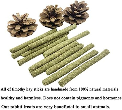 ANDES Rabbit Chew Toys 40pcs Timothy Hay Sticks About 14oz/400g Hamster Molar Snacks Handmade are Perfect Food Accessories for Bunny Guinea Pigs Rats Chinchillas Gerbils (40pcs Timothy Hay Sticks)