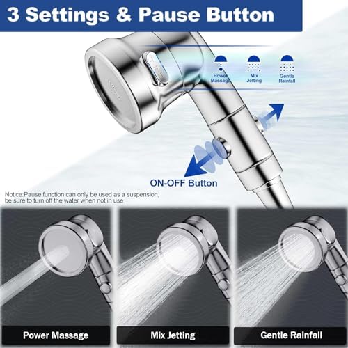 Dog Shower Attachment for Convenient Dog Bath, 3-mode High Pressure Handheld Dog Shower Head, Indoor Shower Dog Wash Sprayer Kit Includes 8.2-Foot Hose, 3-way Diverter, Dog Brush and Adhesive Holder