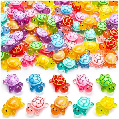 160Pcs Luminous Mini Resin Turtle Cute Tiny Turtle to Hide for Garden Micro