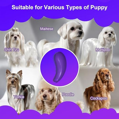 Small Dog Brush, Skin-friendly Soft Bristles (Dark Purple)