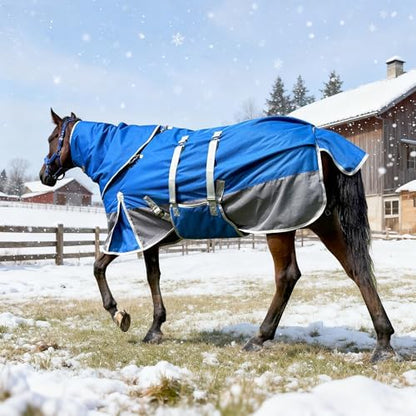 Horse Blankets for Real Horses Winter Horse Turnout Blanket Waterproof 1200D 260g Medium Weight Horse Blanket with Neck Cover Detachable