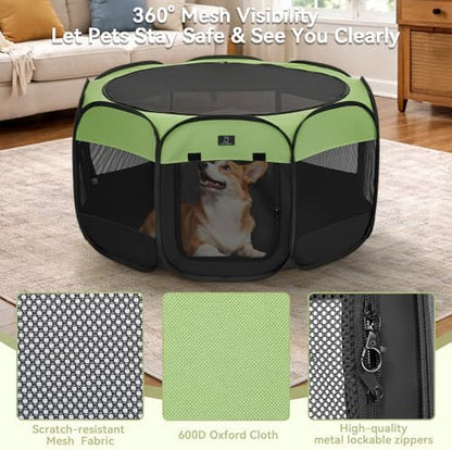 A 4 Pet 40.55-in Dog Playpen, Small Dogs & Puppies, Green+Black