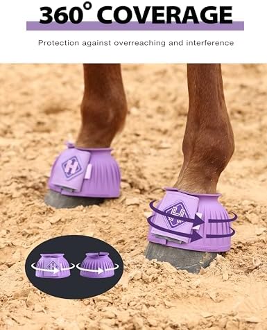 Harrison Howard Rubber Bell Boots for Horses, Hoof Overreach Protection for Horses, w/Upgraded Leather Touch Tape