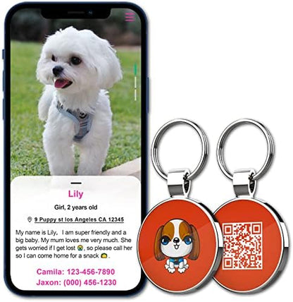 MYLUCKYTAG QR Code Pet ID | Personalized Dog & Cat Collar Tag | Online Profile with Instant Scanned Location Alert Email