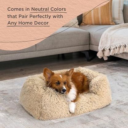 Best Friends by Sheri Shag Lounge Bed Calming Faux Fur Dog Bed, Taupe, Medium, 30" x 20"