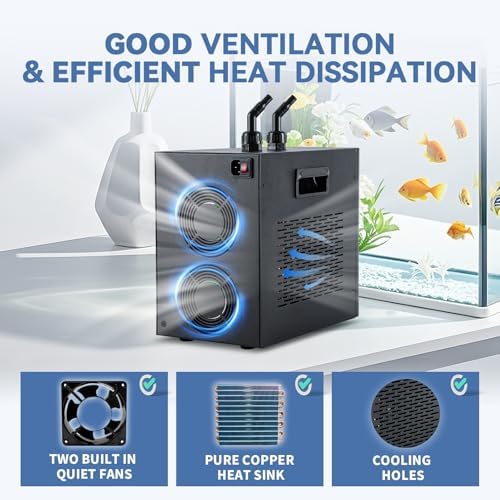 Poafamx 42gal Aquarium Chiller 1/10 HP Ultra Quiet Compressor Water Chiller
