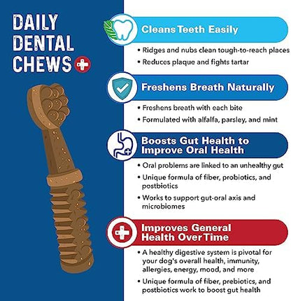 Bernie's Charming Chompers Dog Dental Chews, Gut Support, 5-15 lb, 22 Ct