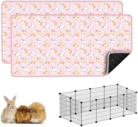 Guinea Pig Cage Liner, 59"x31" Bedding for C&C 2x4 Cage 2 Pack, Pink