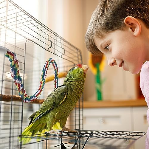 Mygeromon Bird Rope Perches Cage Climbing Accessories (31.5inch Metal nut)