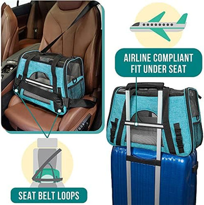 PetAmi Airline Approved Pet Carrier for Cats Small Dogs, Small Heather Blue