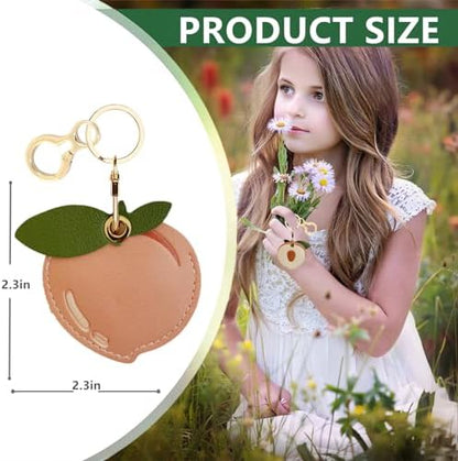 BORKUANA PU Leather Keychain Holder Protective Case Compatible with AirTag