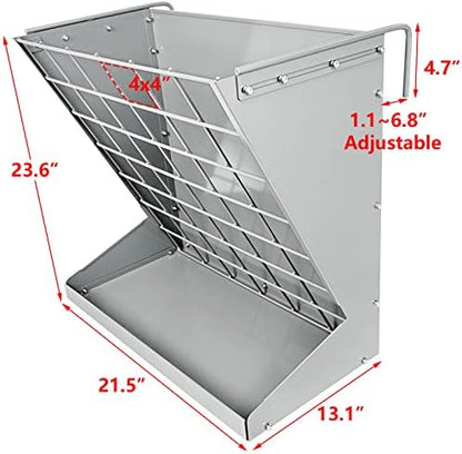 Wall Mount Hay Rack, Metal 2 in 1 Hay and Grain Feeder