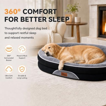 Orthopedic Dog Beds Large Sized Dog, Washable Dog Bed, 48" L, Black