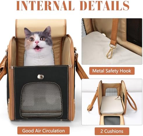 Dog Carrier Purse, Pet Carrier, Foldable Waterproof Premium Nylon Pet Travel Portable Bag Carrier for Cat and Small Dog Home/Outdoor Medium Black