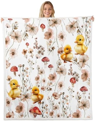 Erosebridal Kids Chicken Blanket Throw 30"x40",Mushroom Rooster Blankets and Throws for Girls Boys,Farm Animal Chick Fleece Blanket Farmhouse Style Flower Fuzzy Blanket Room Home Decor