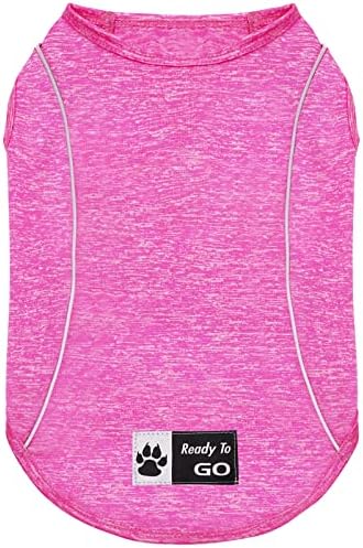 KYEESE Reflective Dog Shirt, Lightweight Sun Protection Dog T Shirts for Small Dogs Girl, Breathable Sleeveless Puppy Tank Top Summer Dogs Clothes for Night Walking Outdoor, Rose Red, S
