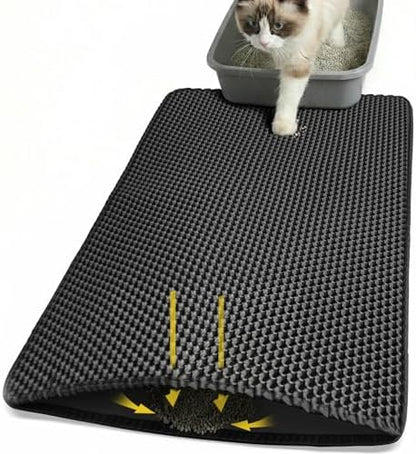 Cat Litter Mat 24x35 Inches, Honeycomb Double Layer Litter Trapping Mat, Waterproof Leakproof Urine Proof Cat Litter Box Mat for Cat Litter Box Area, Floor, Kitty Litter Rug