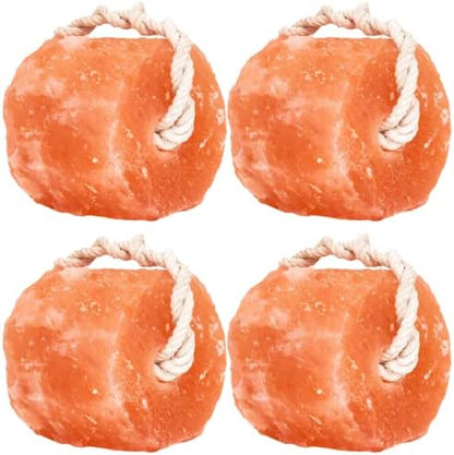 Himalayan Mineral Salt Block on Rope Pack of 4 (3lbs each) – 100% Organic Pink Salt Lick for Horses and Livestock. Deer Attractant with No Harmful Elements.