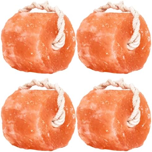 Himalayan Mineral Salt Block on Rope Pack of 4 (3lbs each) – 100% Organic Pink Salt Lick for Horses and Livestock. Deer Attractant with No Harmful Elements.